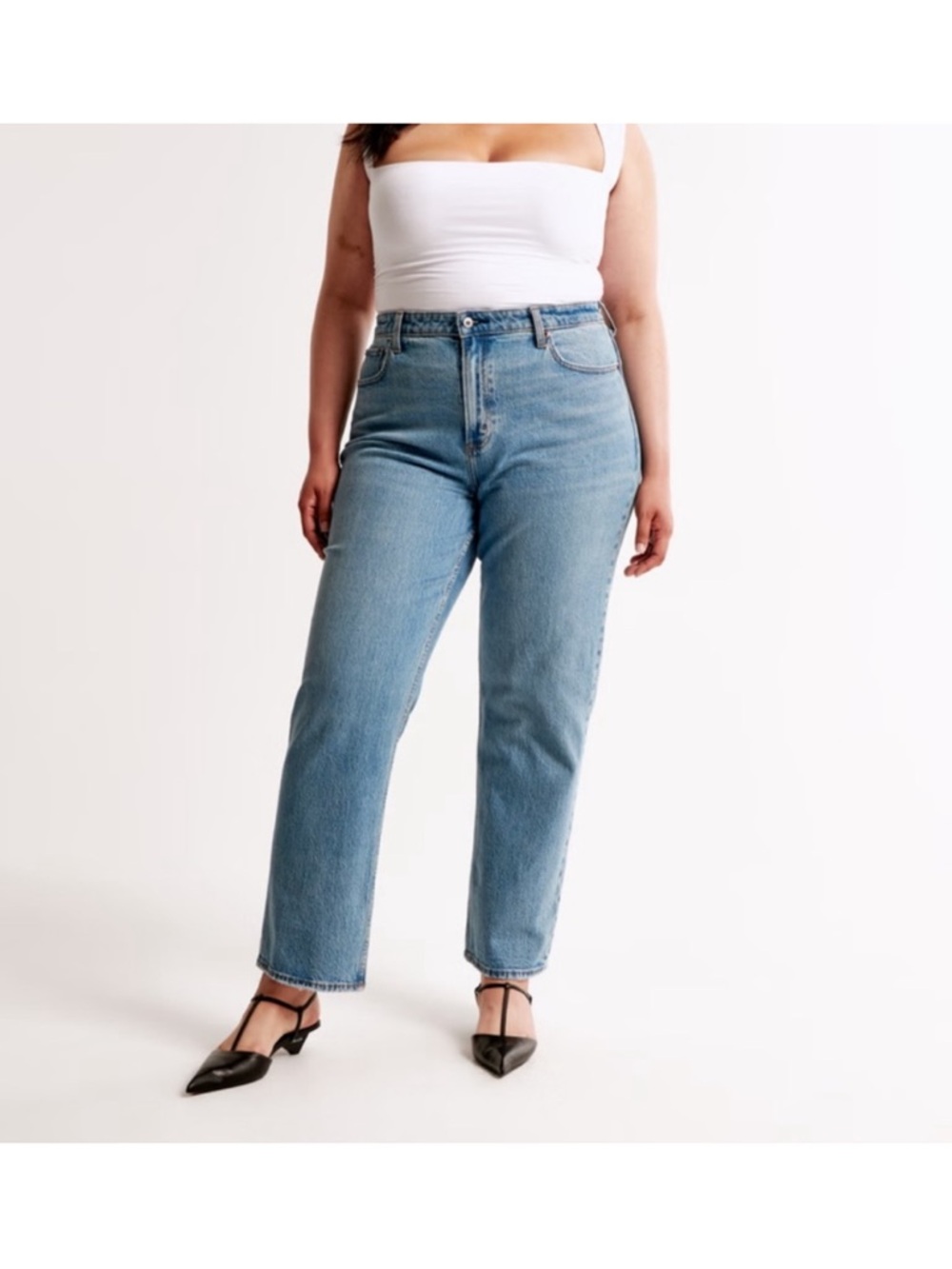 Abercrombie and Fitch The Vintage Straight High Rise Jeans Medium Wash 29